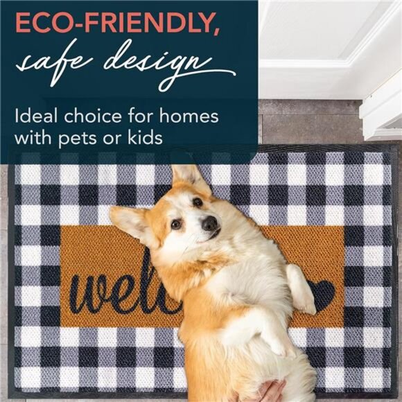Welcome Mat Doormat Door Mat Rubber Backing 30'' x17'' Checkered - Picture 6 of 8